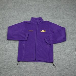 LSU Tigers Jacket Mens Medium Purple Full Zip Fleece Mock Neck Columbia